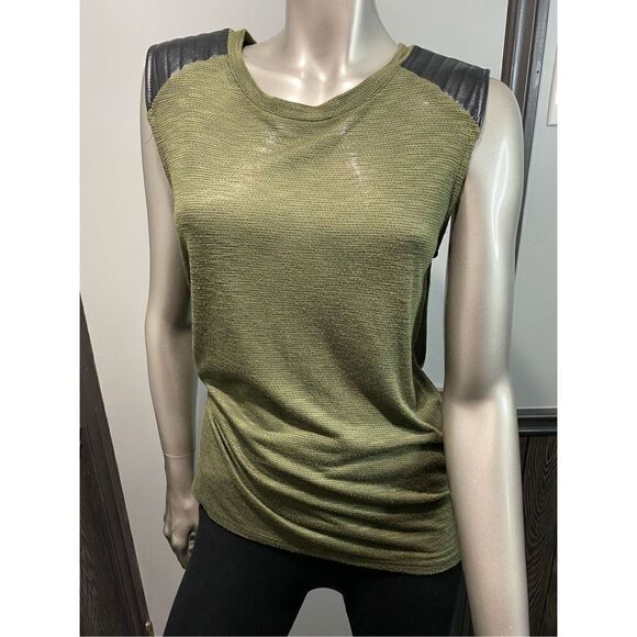 Med, Olivia Moon army green with black quilted vegan leather shoulder detail. - Picture 1 of 6